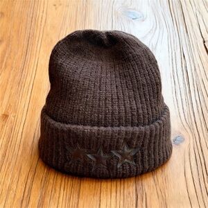 AMIRI Dark Brown Knit Beanie with Star Details